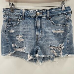 American Eagle Grunge Indie Tomgirl Shortie Distressed Jean Shorts Size 2